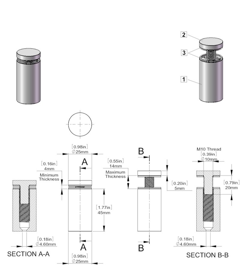 Advertising Screws with Diameter of 25mm