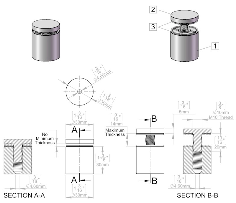 Advertising Screws with Diameter of 30mm